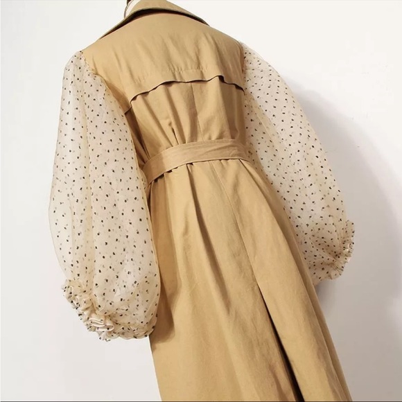 - Windbreaker For Women Patchwork Lantern Sleeve High Waist Belt Female's … - Picture 4 of 6